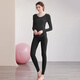 Sporn yoga clothing long-sleeved autumn and winter women's Pilates top with breast pads for outer wear, temperament and slimming suit, high-end fat mm to cover the flesh, bean green top (with breast pads) + gray trousers suit S (80-90Jin Jin is equal to 0.5 kg)