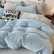 Fantasy winter coral milk velvet duvet cover single piece double-sided thickened flannel duvet cover winter dormitory single plush quilt baby blue + light gray double-sided warm velvet delicate and warm 180x220cm milk velvet duvet cover single piece