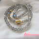 Beimeixing Moonstone Bracelet for Women Multi-ring Blue Light Crystal Three-ring Bracelet for Women Gift Beads 6mm Gray Moonlight and Aquamarine Inlaid Accessories