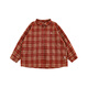 Young girls British plaid shirt 2025 autumn and winter vitality cute soft waxy skin-friendly mushroom embroidered warm top red plaid 90 cm