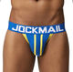 JOCKMAIL running men's double underwear men's shorts ice silk sexy sexy U-convex low-waist sports thong men's sapphire blue M