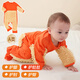 Jia Nier baby crawling clothes, crawling clothes, floor mopping onesies, spring, autumn and winter anti-baby dirty clothes, smocks, long-sleeved clothes, 90cm orange long-sleeved clothes that cover the hands and feet.