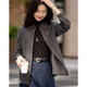 Demana brushed technology winter warm-toned time-tempered lapel patch pocket shirt straight loose shirt women's top