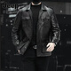 JEEP SPIRIT Heavy Industry Quality Motorcycle Leather Jacket Leather Jacket Slim Hunting Short Lapel Multi-Pocket Autumn and Winter New Men's Clothing Black M 90-110Jin Jin is equal to 0.5 kg