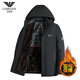 Armani Armani luxury daddy cotton coat jacket middle-aged men 2024 winter velvet thickened hooded cotton coat Armani 9891 black velvet 2XL weight 130-145Jin Jin is equal to 0.5 kg