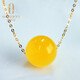 Ouchini beeswax pendant transfer beads 18K gold inlaid chicken fat yellow amber bead clavicle chain necklace 9mm