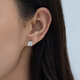 Lukfook Jewelry Platinum 950 Mirrored C-shaped Meniscus Platinum Stud Earrings Price G07P0019DS 2.46g (including labor cost 221 yuan) with silicone ear plugs