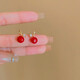 Small red bean acacia earrings for women, popular autumn and winter earrings, niche light luxury, high-end, temperament earrings, birthday gift, red round bead acacia earrings, one pair