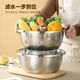 Golden soup and silver dumplings 316 food grade stainless steel noodle and egg basin drain basket rice sieve household vegetable basin kitchen basin solid basin 22cm + drain basket 20cm