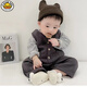 G.duck little yellow duck Korean style baby clothes suit spring and autumn new fashionable baby overalls long sleeve male and female baby spring gray rice woolen wide shoulder suit 80cm