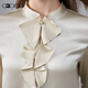 G2000 satin cloth/streamer stand collar/same style in shopping malls women's 2025 autumn and winter silky long-sleeved casual shirt
