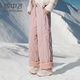 Snow Flying (SNOWFLYING) versatile straight down pants for women 2025 winter new fashion young casual splicing thickened warm trousers trendy pink L 170/76A 105-125Jin Jin equals 0.5 kg
