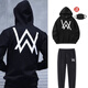 Ji Mi Alan Walker alanwalker three-piece set Jiahao same style DJ trendy autumn and winter hooded men's handsome sweatshirt winter Jiahao same style sweatshirt - black plus velvet M 80-100Jin Jin equals 0.5 kg