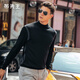 Mr. Bu slightly contrasting striped half turtleneck cardigan for men 2025 autumn and winter new men's base layer sweater BT16897 piano black L (175)