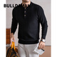 BULLDAMAN old money style Henry collar sweater for men 2025 autumn and winter mulberry silk wool sweater black XL