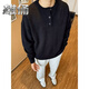 Male figure gray henley collar sweater men's autumn and winter trendy brand lazy style knitted sweater cleanfit bottoming shirt GT6 light gray regular XL