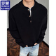 ROMON American retro Henry collar sweater for men in winter, high-end loose casual men's bottoming sweater for men, floral gray XL (approximately 120-135Jin Jin equals 0.5kg)
