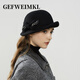 GEFWEIMKL Merino Wool Hat Women's Autumn and Winter New Bow Hepburn Style Women's Fashion Hat Elegant Warm Basin Hat Black Adjustable (56-58cm)