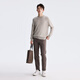 Lilang Light Fashion Men's Clothing Cashmere Mulberry Silk Wool Sweater Men's Round Neck Commuting Warm Long-Sleeved Knitted Sweater Beige (2Y) XL (175)
