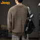 JEEP Jeep sweater men's winter high-end warm sweater men's inner layering shirt men's floral brown XL