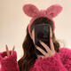 Hua Mu Rong Cute Rabbit Ears Plush Headband Women's Face Wash Hairpin Hairpin Internet Celebrity Rabbit Headwear Headband Fur Hair Accessories Makeup Cute Rabbit Ears Hairband - Pink