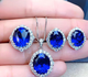 Keshan fine cut blue sapphire ring women's sterling silver tanzanite earrings plated with 18 blue pendants diy sense one pair of earrings/8X10MM