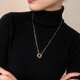 Yalundi golden double ring long necklace sweater chain light luxury high-end accessories women's 2025 new decorative long pendant