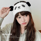 Oxygen plush panda headband autumn and winter widened forehead hoop women's warm windproof hood turban wide-brimmed face wash headband black ear panda headband