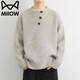 Catman Sweater Men's Autumn and Winter Henley Collar Loose Casual Warm Tops Sweater Light Gray 3XL