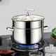 Stainless steel thickened multi-layer steamer steamer induction cooker gas stove universal soup pot multi-function pot 2 layers 24cm