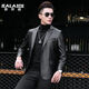 Galedi leather suit men's autumn new sheepskin jacket slim thin small suit business Haining leather jacket trendy black S 16546