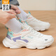 361 Women's Shoes Sports Shoes Women's Autumn and Winter New Leather Running Shoes Casual Commuting Dad Brand Shoes Women's Travel Shoes Feather White/Pink Purple Gray 38 (Official Authentic)