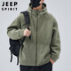 JEEP SPIRIT Jeep Polar Fleece Hooded Jacket Men's Autumn and Winter Cardigan Sweater Jacket Men's Thickened Top Bean Green XL