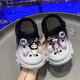 格素凡儿童拖鞋女童渐变洞洞鞋夏款2024库洛米女孩沙滩包头凉鞋防滑亲子 升级版白黑色 35 内长215cm