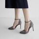 2025 new style sandals for women with bag-toe stiletto heel pointed toe Korean style fashion versatile suede hollow high heels gray 10cm 40