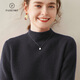 Pash autumn and winter curled half turtleneck thickened solid color cashmere sweater for women 35% cashmere simple base sweater SH-352 high-grade gray L