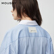 Moussy 2025 autumn new casual style letter printed striped long-sleeved shirt for women 028IAA30-2011 115 pattern blue one size