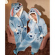 Gongdie thermal storage type Disney Stitch autumn and winter one-piece pajamas for women thickened coral velvet men's home clothes