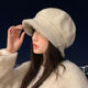 Rui Menghua 2025 new autumn and winter velvet thickened beret versatile large head circumference octagonal hat showing face small windproof warm hat beige M 55-58c one size fits all