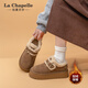 La Chapelle thick-soled snow boots for women in winter new style plus velvet Birkenstock shoes retro all-match thickened warm cotton shoes khaki 38