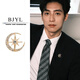BJYL men's suit creative brooch with coat high-end exquisite fashion niche retro light luxury men's wedding national style accessories golden star and moon brooch