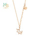 Chow Sang Sang Unicorn Colored Gold Necklace 18K Rose Gold Pendant with Chain 92256N Pricing 47cm