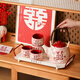 Xibaisheng wedding gift tea set for the bride and groom wedding engagement teacup teapot housewarming gift practical high-end festive tea set 6-piece gift box 1906
