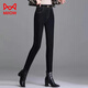 MiiOW high-waist silk, silk cotton trousers and velvet jeans for women 2025 new winter thickened and warm outer wear to show slimming feet black denim/strip/strip sheep lining Height 158-169 cm 2XL Weight 125-135