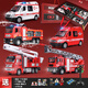 Kawei (KIV) birthday gift alloy toy car children's fire truck toy boy boy car set police car model car fire rescue team-gift box style five cars + dolls + road signs + battery firefighting_police car_ambulance
