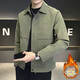 Casual men's jacket autumn and winter new jacket men's lapel cotton thickened versatile light business embroidered warm jacket coffee color cotton 4XL 4XL recommended 160-175Jin Jin equals 0.5 kg