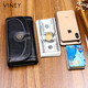 Viney cowhide wallet women's long large capacity multi-card slot clutch bag light luxury student coin purse women's wallet wallet card bag