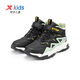 Xtep Children's Shoes Boys' Warm Anti-Slip Cotton Shoes Winter Mink Velvet Velcro Sneakers Black/Gray Grass Green 37