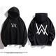 Ji Mi Alan Walker alanwalker three-piece set Jiahao same style DJ trendy autumn and winter hooded men's handsome sweatshirt winter Jiahao same style sweatshirt - black plus velvet M 80-100Jin Jin equals 0.5 kg