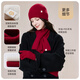 JIUMU cashmere warm scarf, hat and gloves three-piece set for women, winter birthday and Christmas gift for girls in gift box